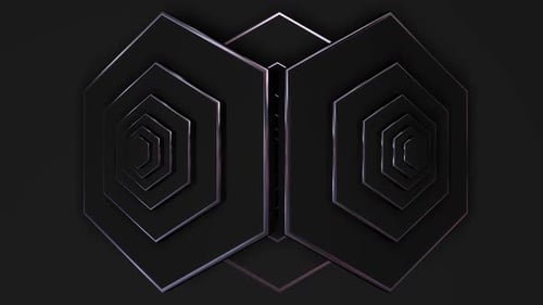 Abstract layered hexagonal design on dark background