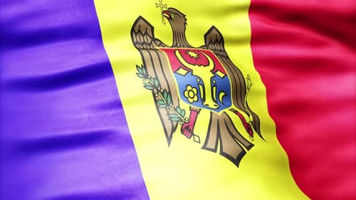 Realistic Waving Flag of Moldova Loop Background