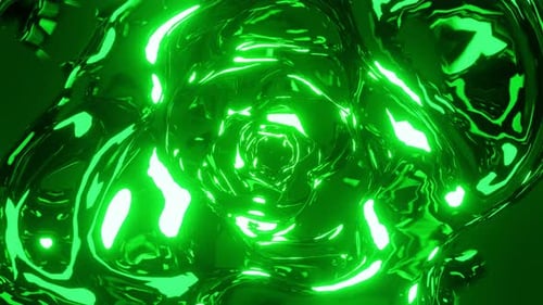 Sci-fi organic green glowing neon tunnel seamless loop.