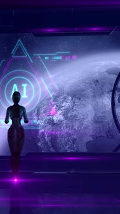 Una trama de ciencia ficción sobre el uso de la inteligencia artificial en los vuelos espaciales Render 3D