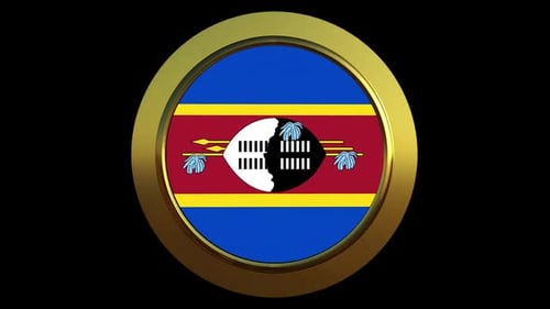 Eswatini Flag in Gold Circle Rotating 3D Animation