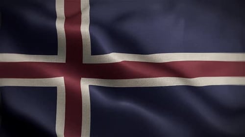 Realistic Iceland Flag Waving Loop
