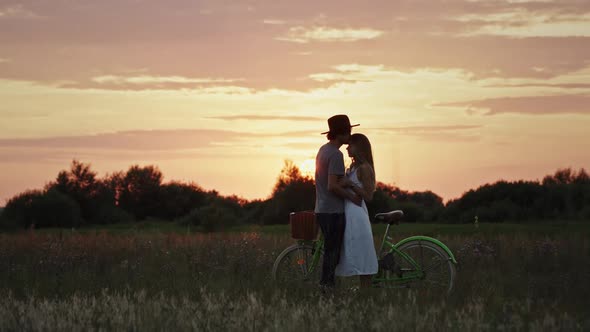 Couple Hugging Near Bike at Sunset, Nature Stock Footage ft. couple hug ...