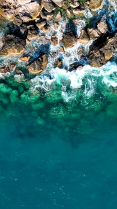 Vertical Video Azure Beach on the Mediterranean Sea Aerial View
