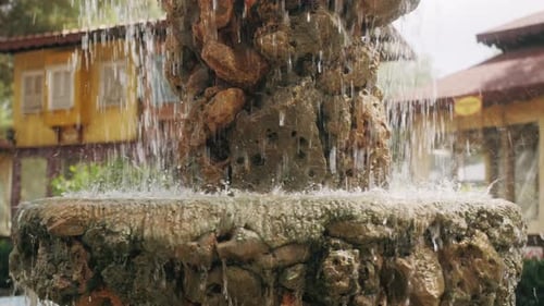 Outdoor Ornamental Water Fountain in Summertime