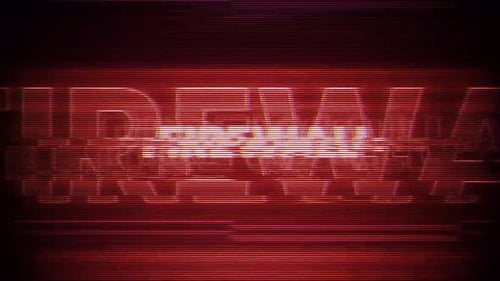 Firewall Word Vhs Effect On Digital Screen Message