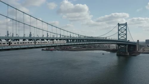 Aerial view of Walt Whitman Bridge in Philadelphia, United States.