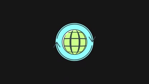 Animated Flat Design Globe World Icon