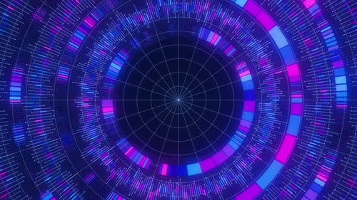 Große Datenkomplexe, runde Graphen, Draufsicht auf den Cyberspace of AI aus dem Quantencomputeruniversum