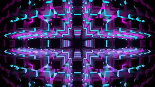 Pink And Cyan Neons Moves In Rectangles Background Vj Loop In 4K