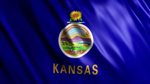 Kansas State Flag Waving Fabric Loop Animation