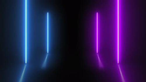 Flying Through Retro Corridor of Blue and Pink Neon Looping Background