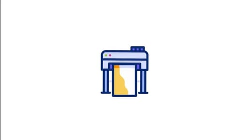 Animated Flat Design Large Format Plotter Printing Icon