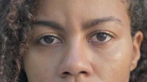 Blinking Eyes of Old Woman, Close Up