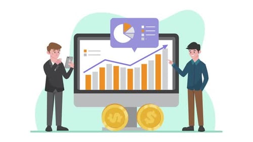 Flat Design Animated Infographic with Business Data Analysis