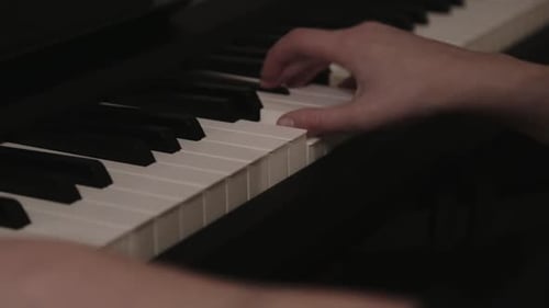 Professional man playing piano with a blurry background - Close Up Shot