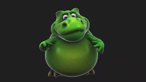 Fun 3D cartoon dino talking (with alpha channel)