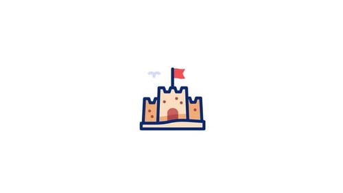 Flat Design Sandcastle Icon Reveal Animation