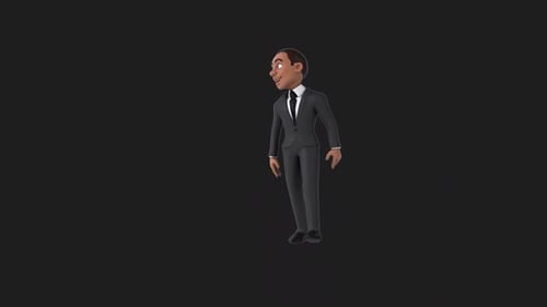 Fun 3D cartoon business man talking (with alpha channel)