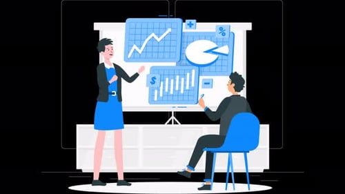 Office Worker Showing Business Presentation To His Boss 4K Alpha Channel