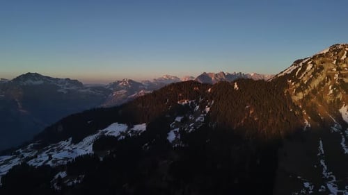 Winter landscape nature alpine adventure hike aerial drone Switzerland