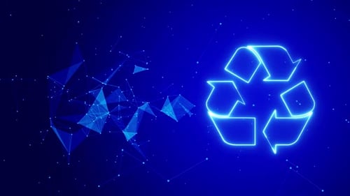 Plexus Background With Recycle Icon Loop