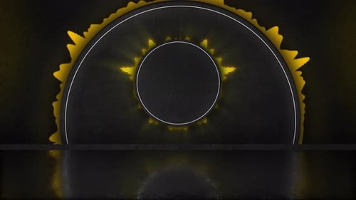 Neon spectrum in different colors. Sound graphic animation. Glowing radial or circular equalizer.