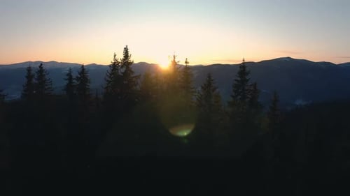 Sunset in the Mountains View From the Drone