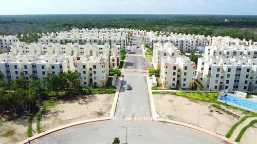 Apartment buildings in Aldea Tulum
