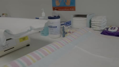 Hospital Parenting Baby Breast Feeding Room In Maternity Ward Up Close Shot