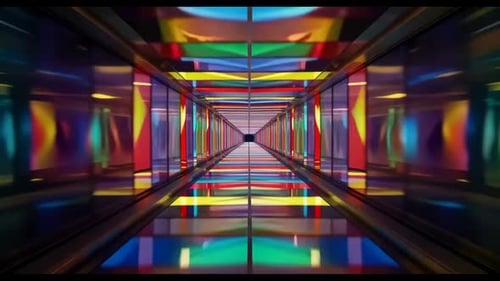 Multicolor Geometric Glass Corridor Motion Background
