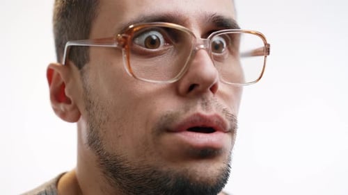 Man Expressing Shock in Close Up Shot