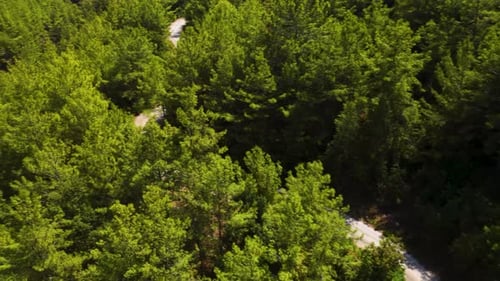 Aerial Video Scenic Drive Through Nature with Off Road Vehicle
