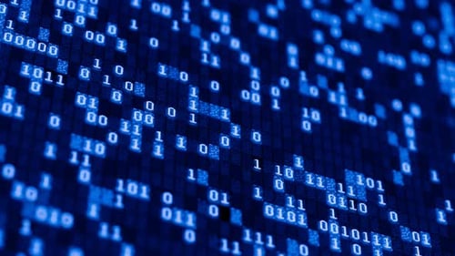 Código binario cambia de forma aleatoria. Código de programa. Antecedentes del diseño tecnológico. Fondo digital.