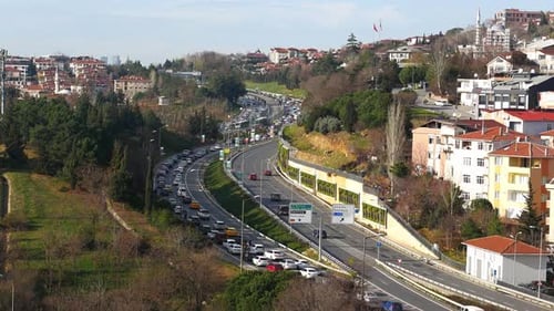Traffic in a High Away in Istanbul