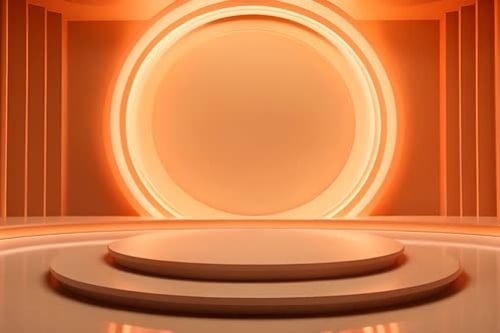 podium Futuristic showcase with platform for product displaying. Empty modern stage display