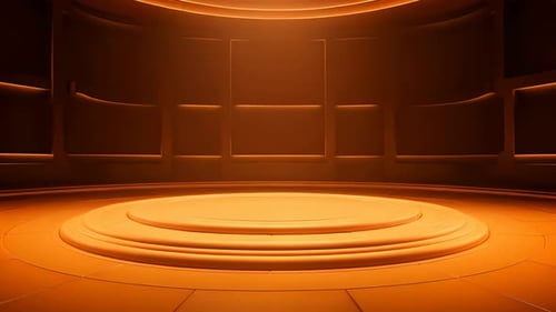 Modern Futuristic Virtual Studio Stage with Orange Lighting