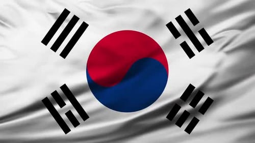 South Korea Flag Realistic Waving Loop Animation