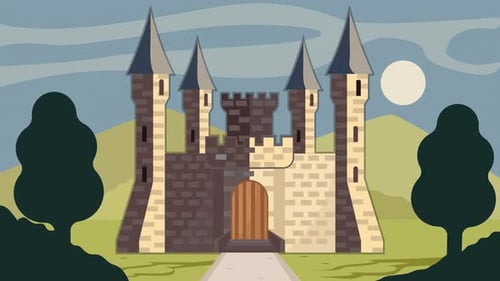 fairytale castle kingdom landscaped cartoon animation background video