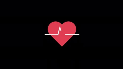 Animated Flat Design Heart Pulse ECG Line Icon