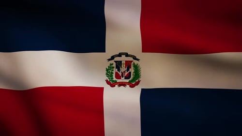 Realistic Waving Flag of the Dominican Republic