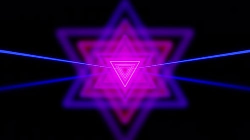 Triangle Laser Show With Rotated Purple Red And Blue Figures Vj Loop Background