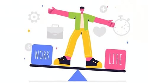 Animated Work Life Balance Concept on Seesaw