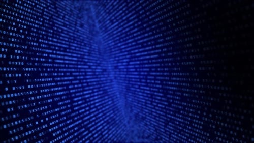 Blue Binary Code Data Stream Tunnel Background
