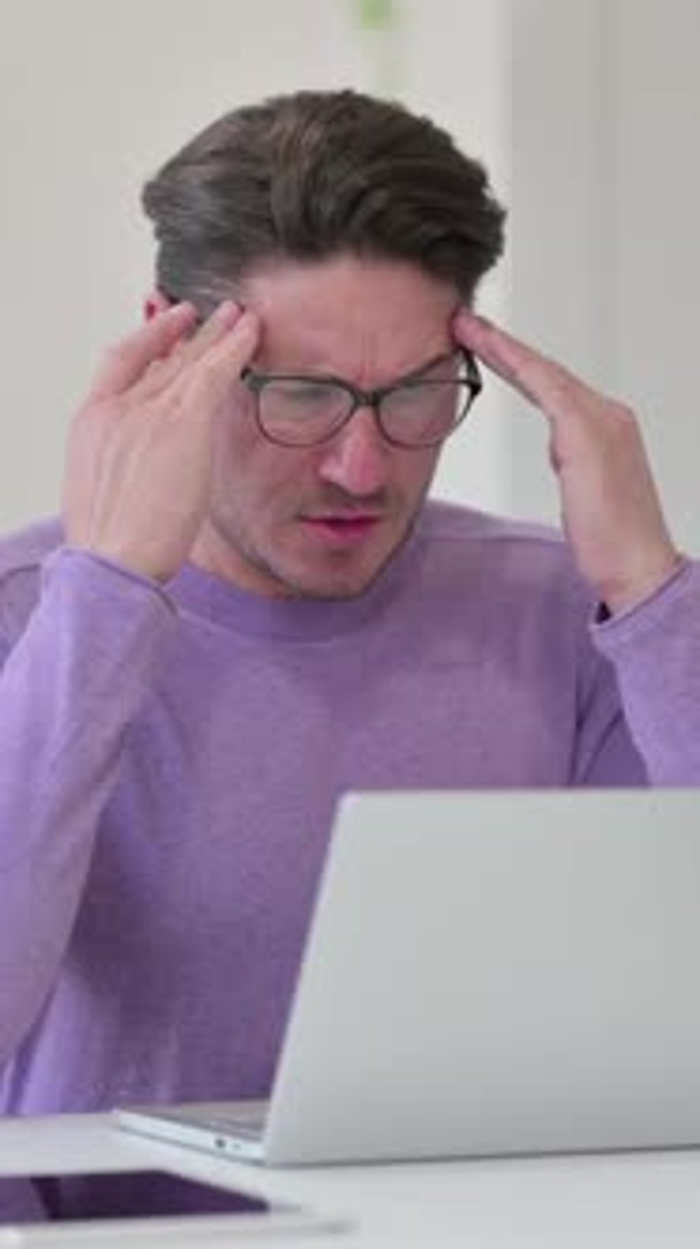 Middle Aged Man having Headache in Office, Vertical Video, Business ...