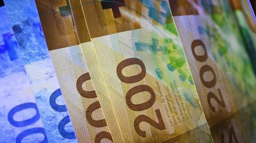 Swiss Franc Banknotes Close Up