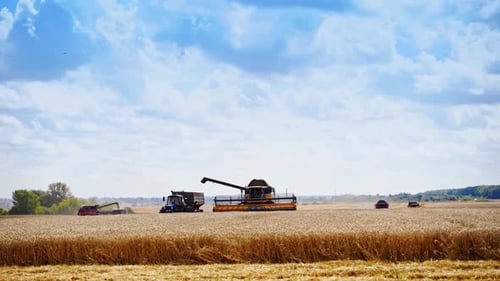 Agricultural machinery during seasonal works.