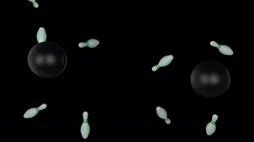 Animated Bowling Balls and Pins Seamless Loop Background