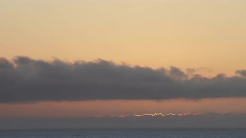 4K Timelapse Orange Sunset Beach Over Ocean Beautiful Sea Water Waves