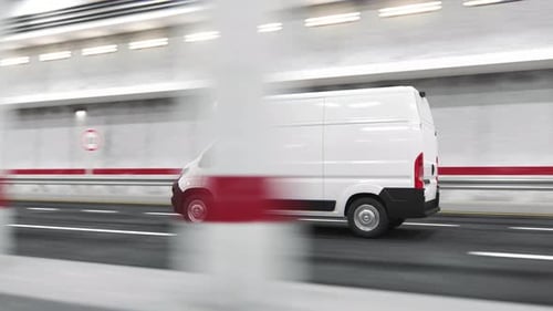 Delivery Van Moving Inside of Tunnel 3d Video Animation